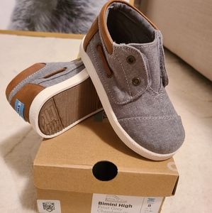 Toms Bimini High Top Chambray Grey Kids Sneakers S